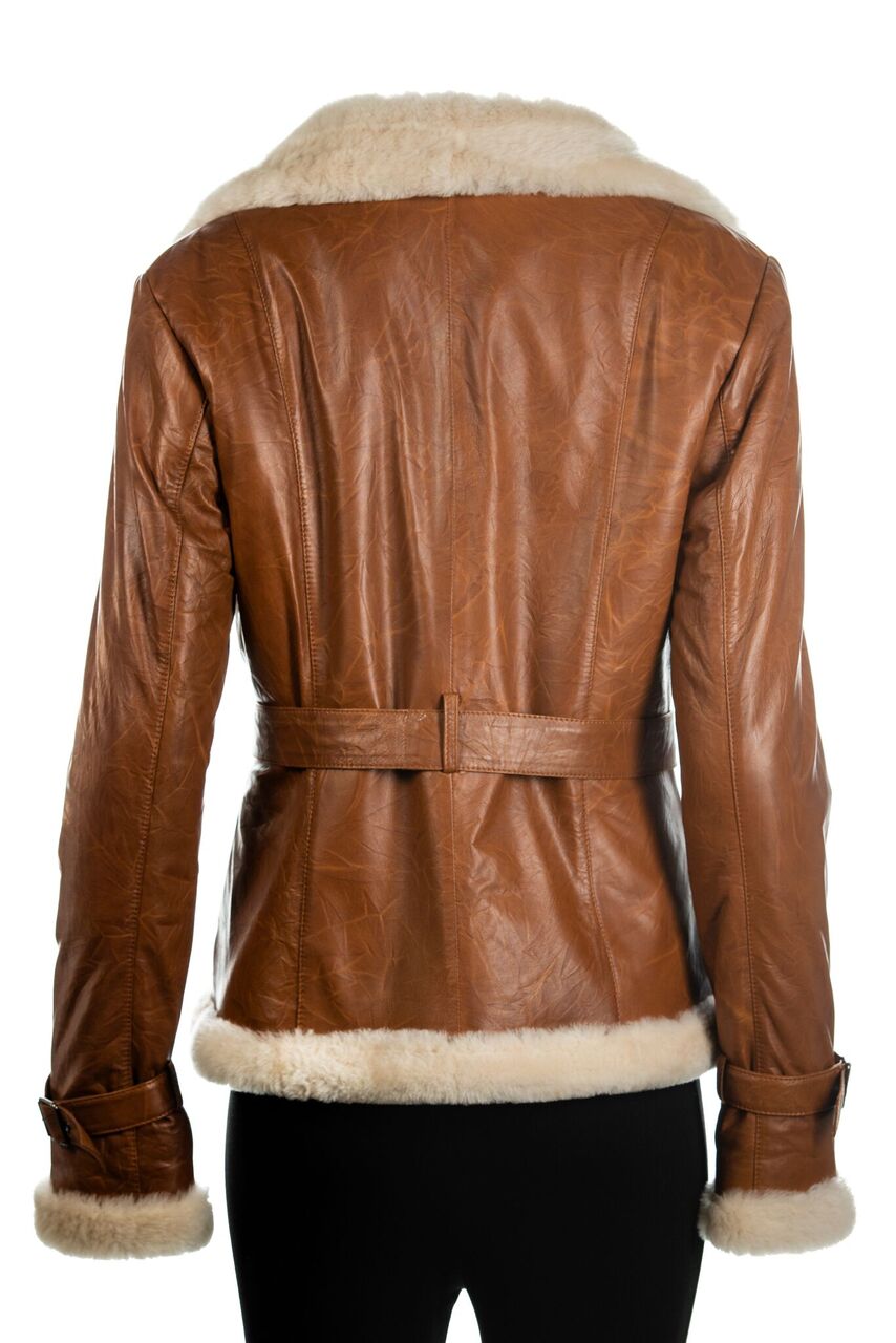 Ladies Buttoned Sheepskin Jacket: Bianca