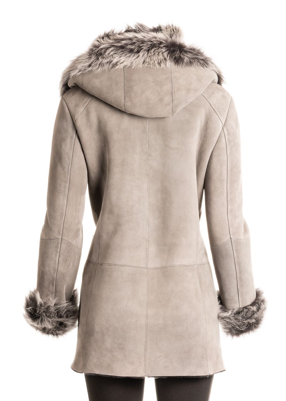 Women's Grey 3/4 Length Toscana Shearling Sheepskin Coat: Chiara