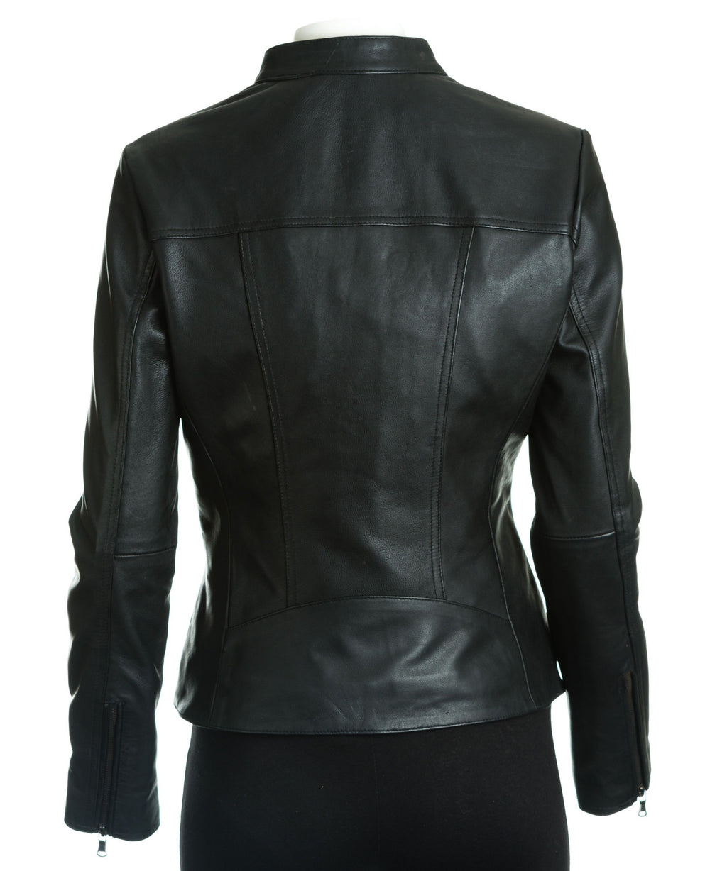 Women's Minimalist Leather Biker Style Jacket: Imelda