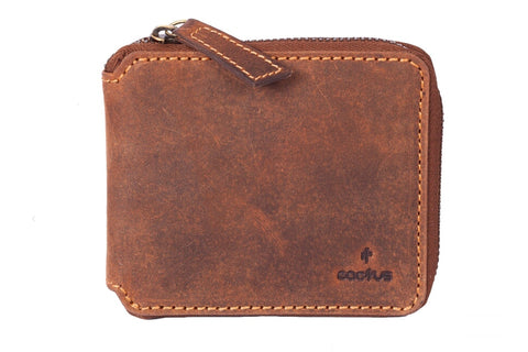 Mala - Cactus Leather Zip Around Wallet with RFID