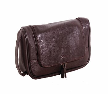 Men's Leather Wash Bag With Hanging Strap