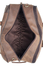 Wheeled Leather Travel Holdall In Chestnut Mud Colour