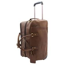 Wheeled Leather Travel Holdall In Chestnut Mud Colour