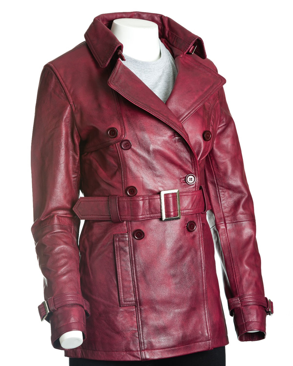 Women's Leather Trench Coat: Lauretta