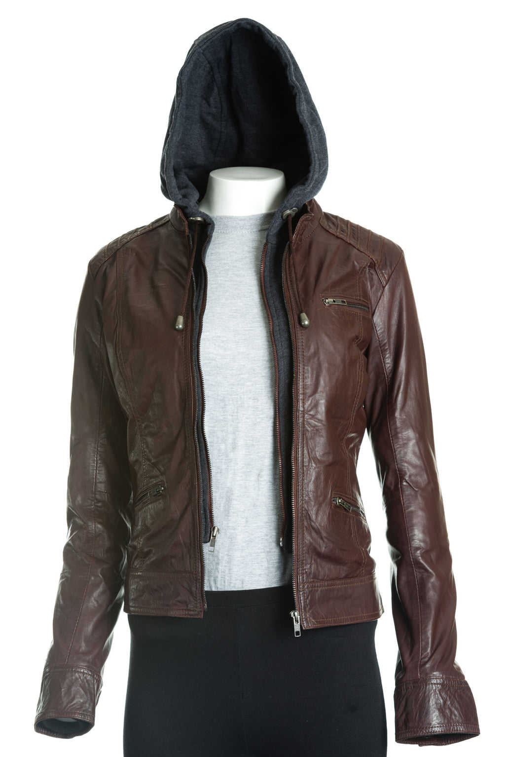 Women's Leather Hooded Jacket: Eloisa