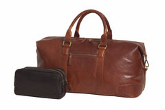Mens Large Vintage Leather Travel Holdall
