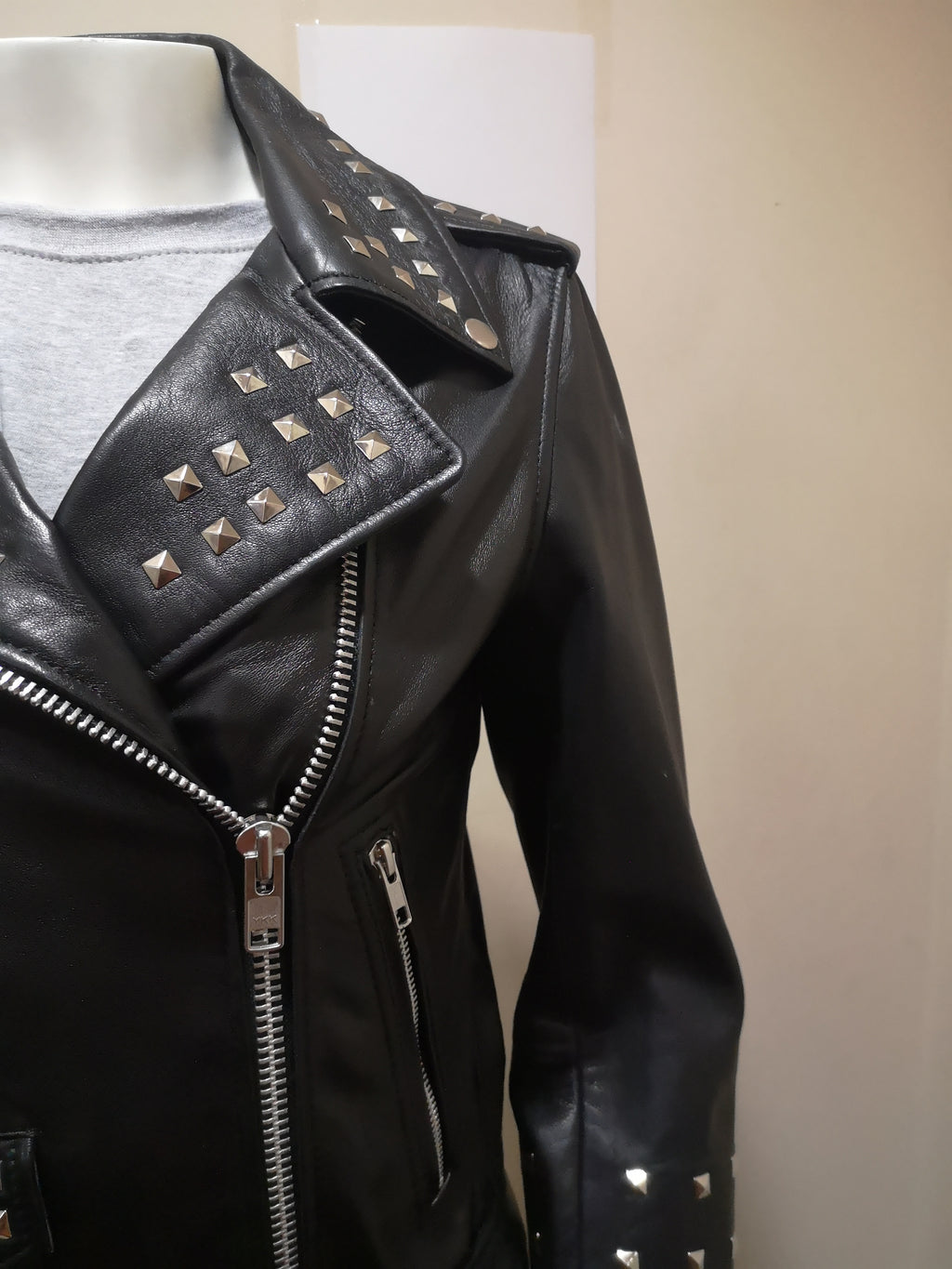 Ladies Studded Brando Style Biker Jacket: Felicity