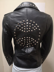 Ladies Studded Brando Style Biker Jacket: Felicity