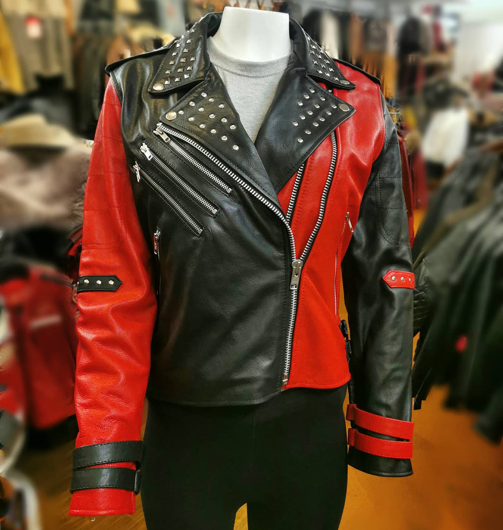 Ladies Two Tone Studded Gothic Punk Jacket: Rihanna