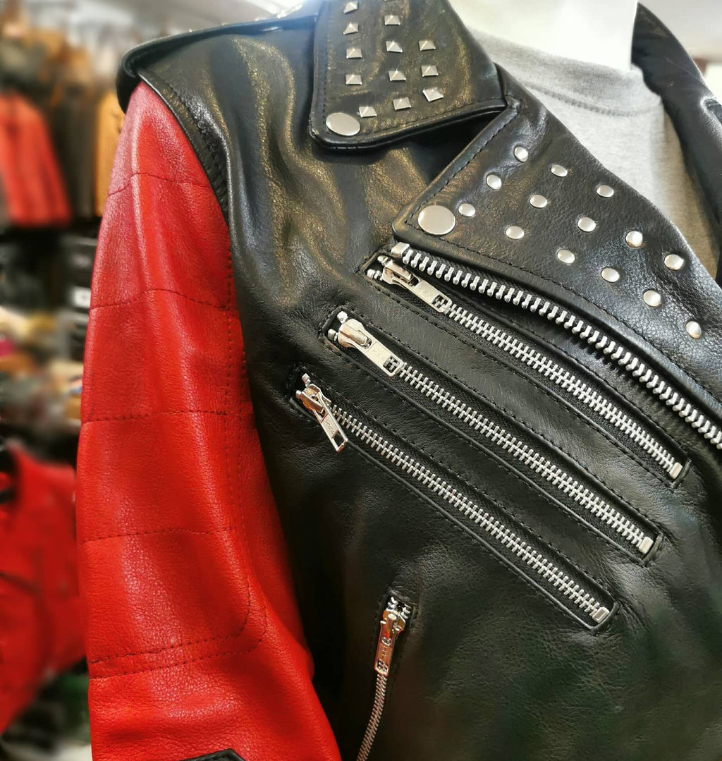 Ladies Two Tone Studded Gothic Punk Jacket: Rihanna