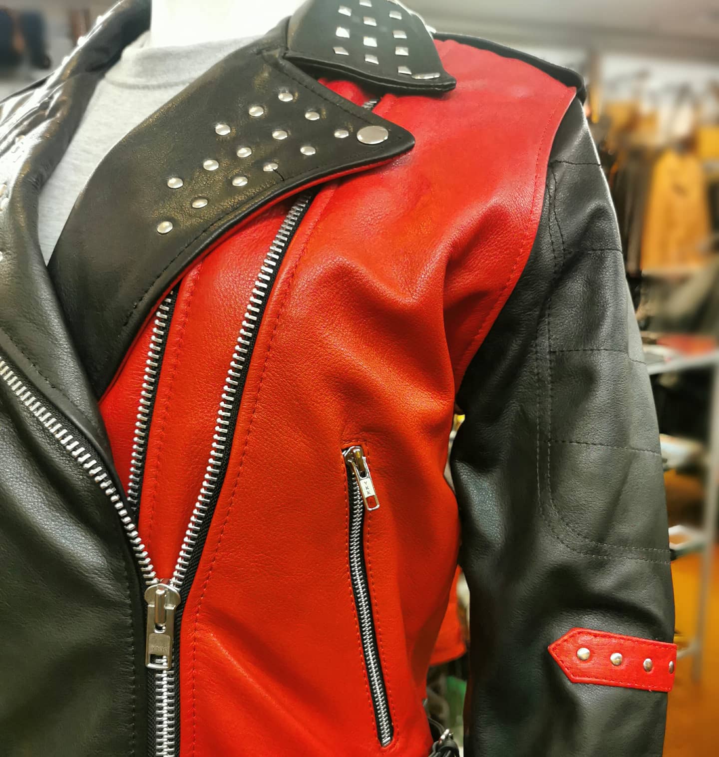 Ladies Two Tone Studded Gothic Punk Jacket: Rihanna