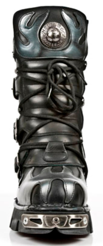 NEW ROCK - M-591-S2 Silver Flame Lace Up Boots
