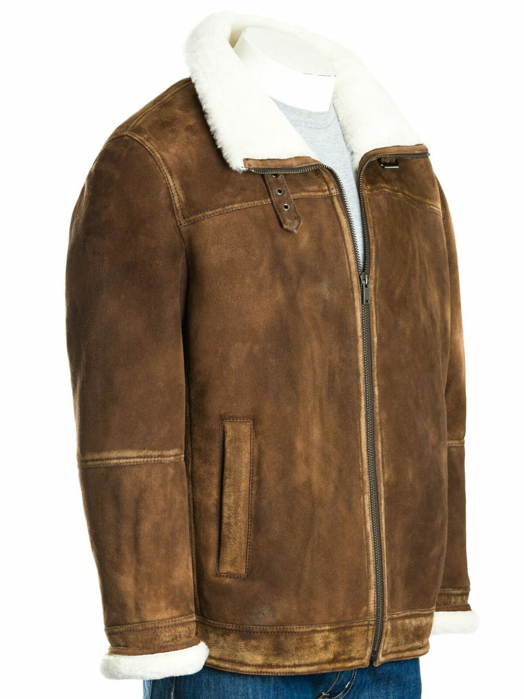 Men's Sheepskin Buckle Collar Jacket: Aldo