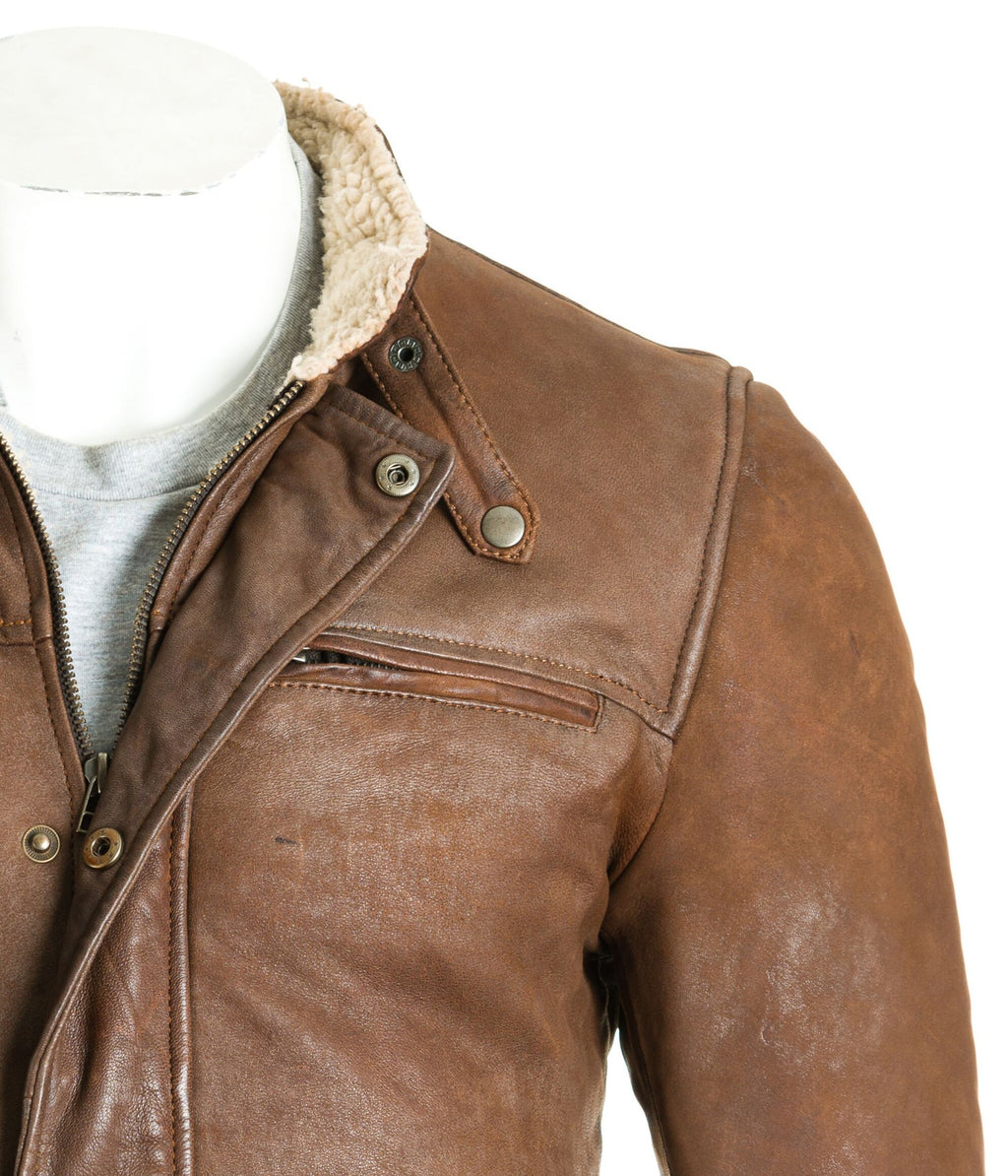 Men's Nubuck Jacket With Faux Sheepskin Lining: Cosimo