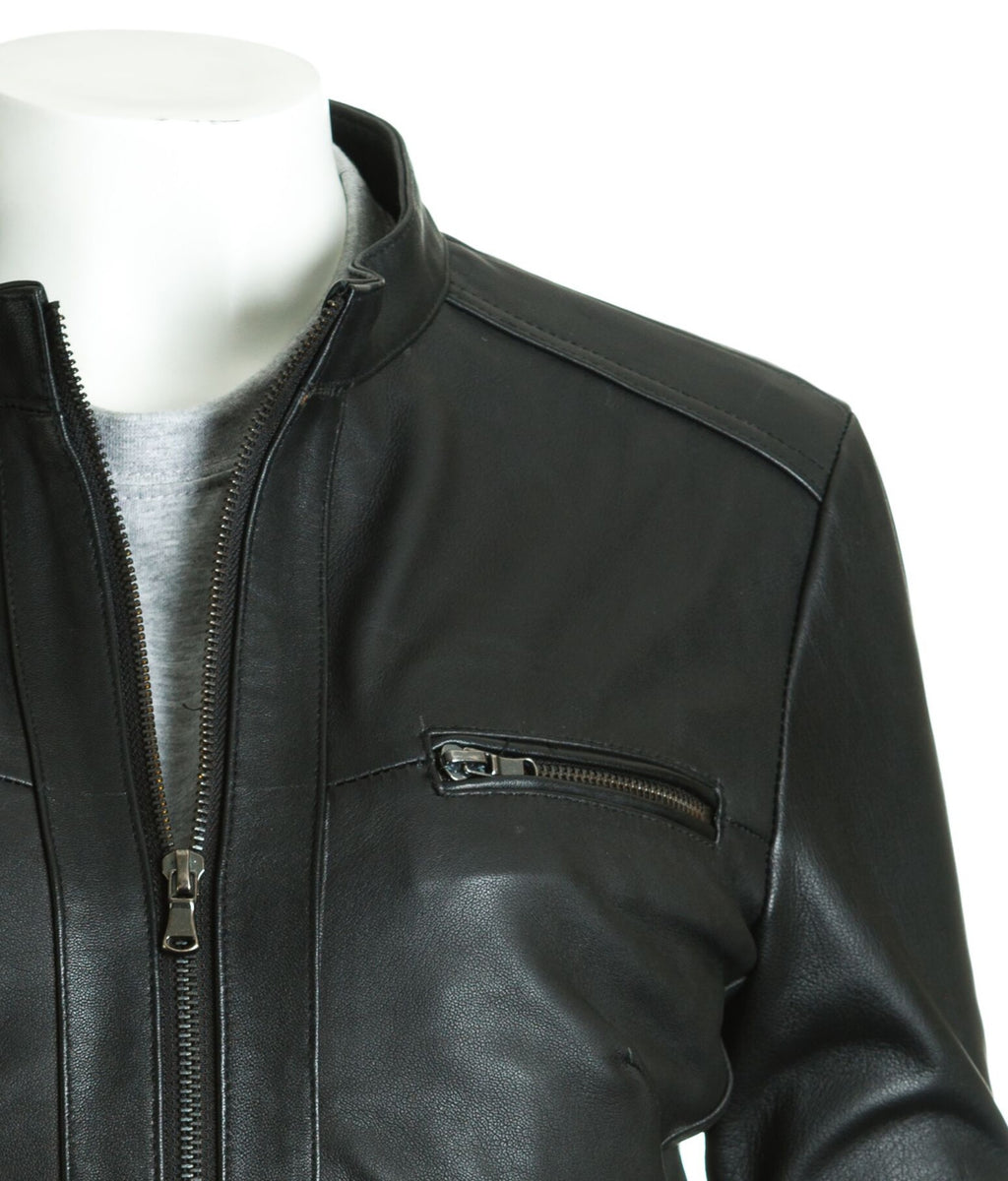 Women's Minimalist Leather Biker Style Jacket: Imelda