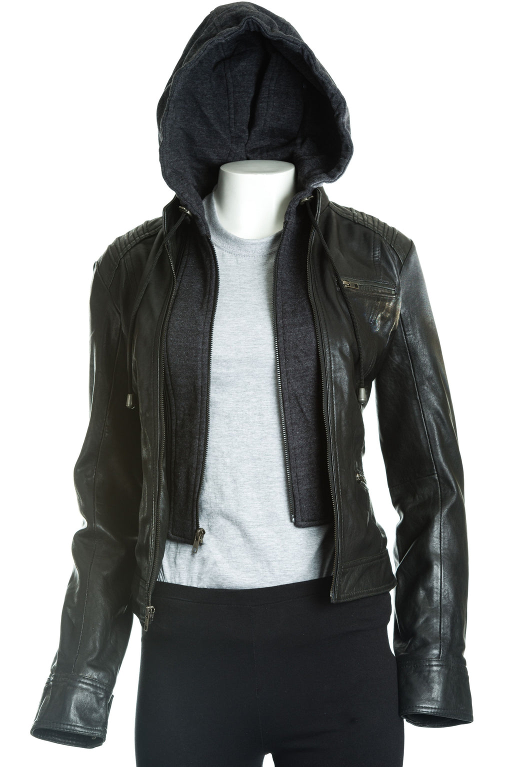 Women's Leather Hooded Jacket: Eloisa