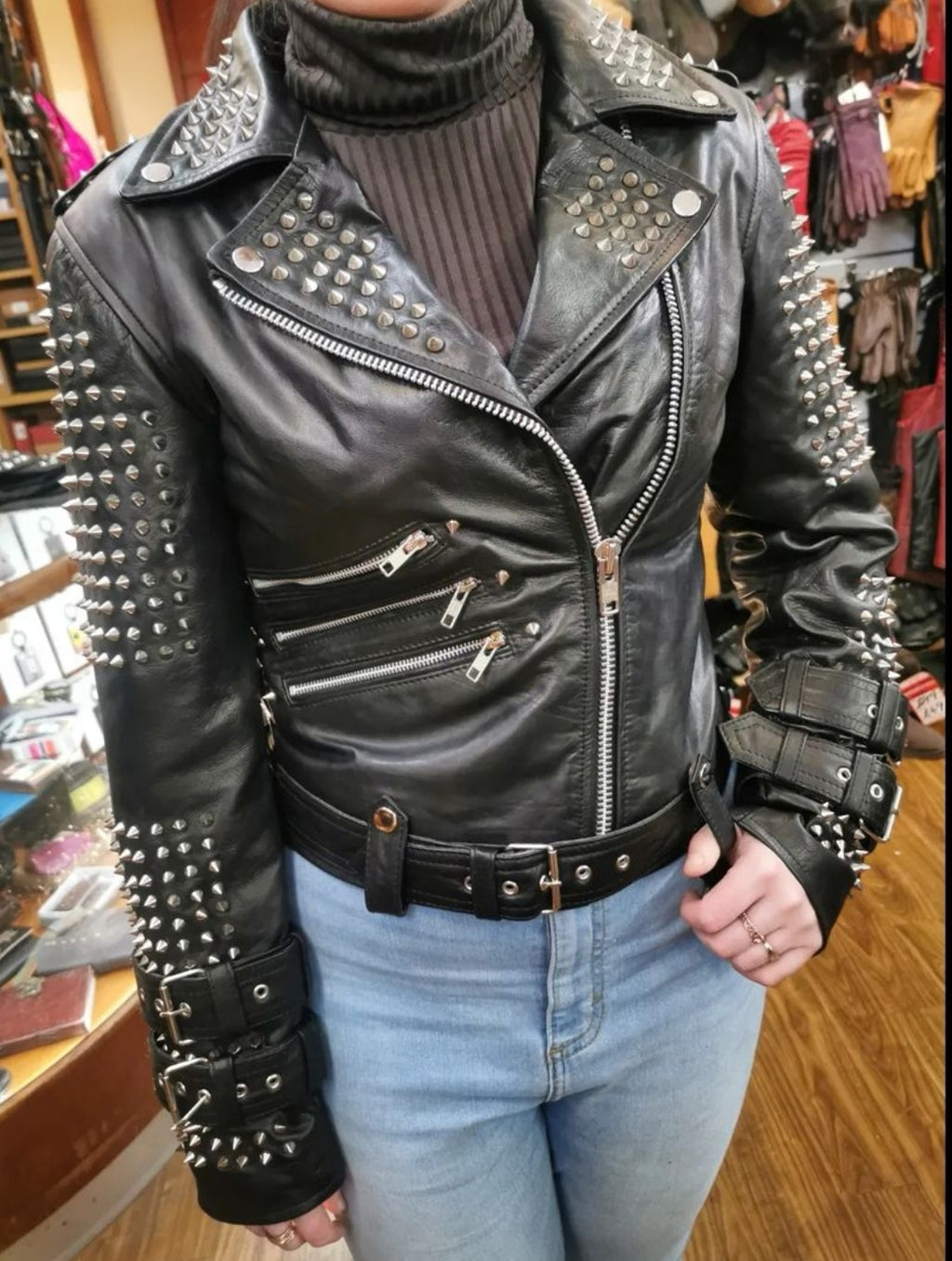 Ladies Super Studded Biker Jacket – Leather Jacket Company