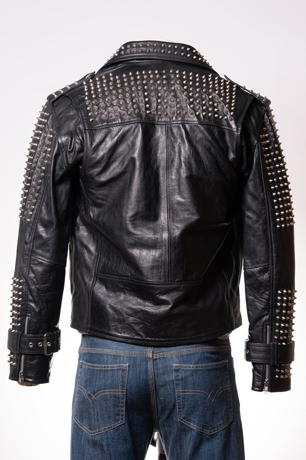 Mens Super Studded Black Biker Jacket - Dexter