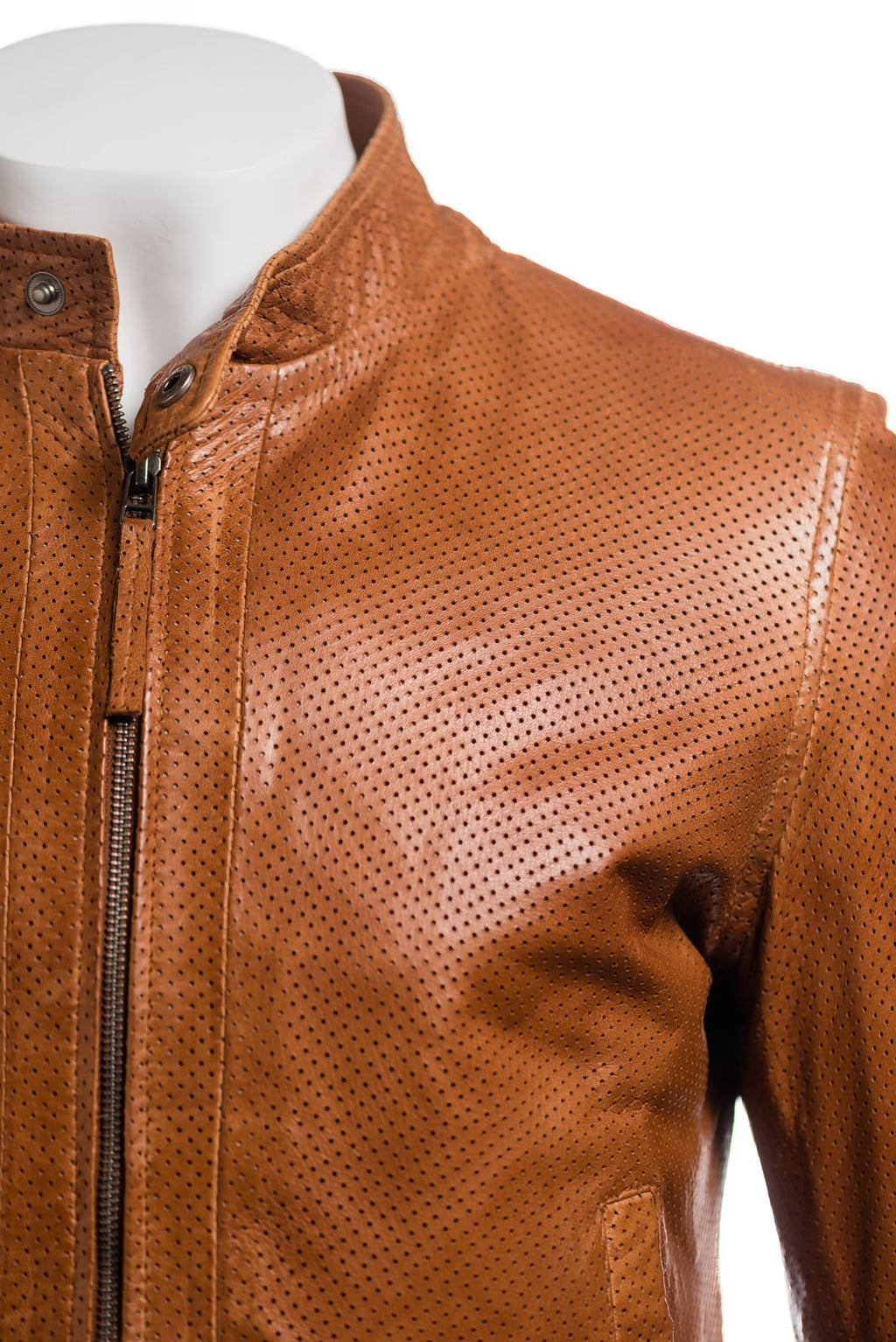 Men's Micro-Perforated Short Zipped Leather Jacket: Sabino