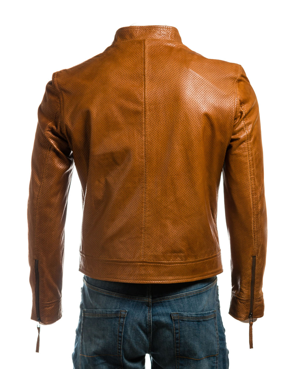 Men's Micro-Perforated Short Zipped Leather Jacket: Sabino