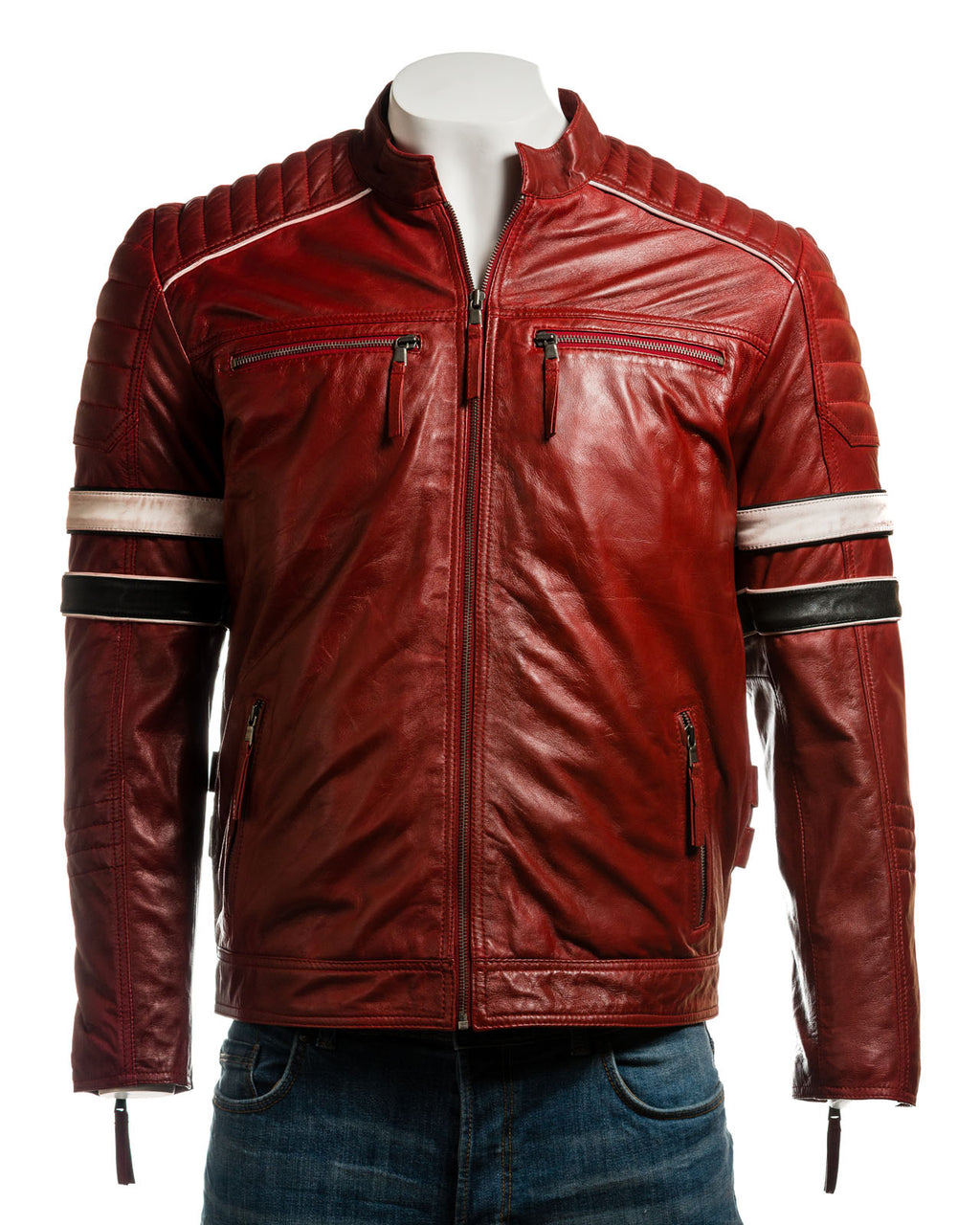 Men's Racing Biker Style Leather Jacket: Benito