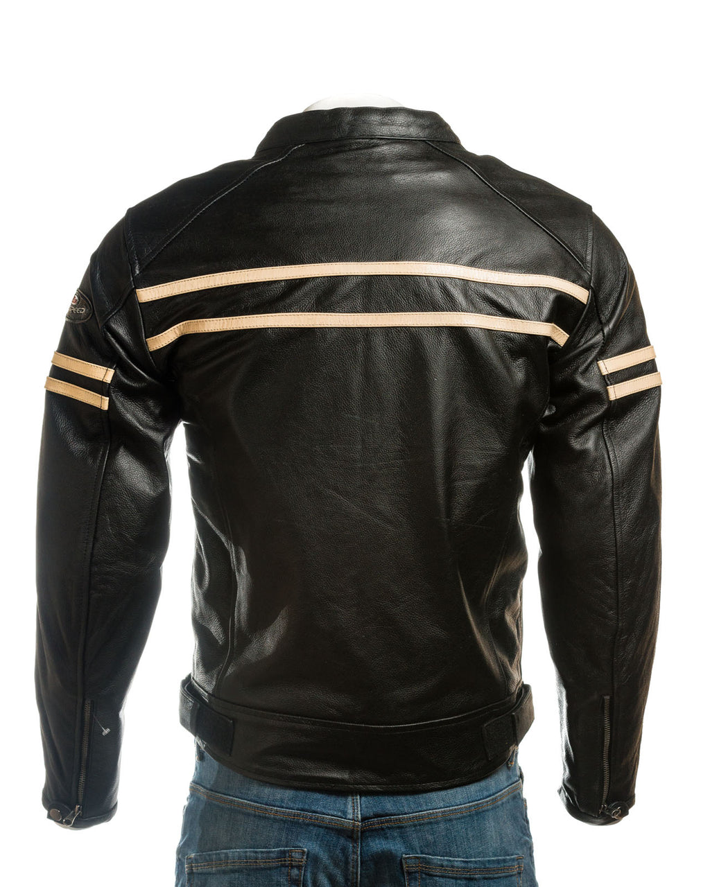 Men's Removable Armour Plated Cow Hide Leather Biker Jacket: Dante