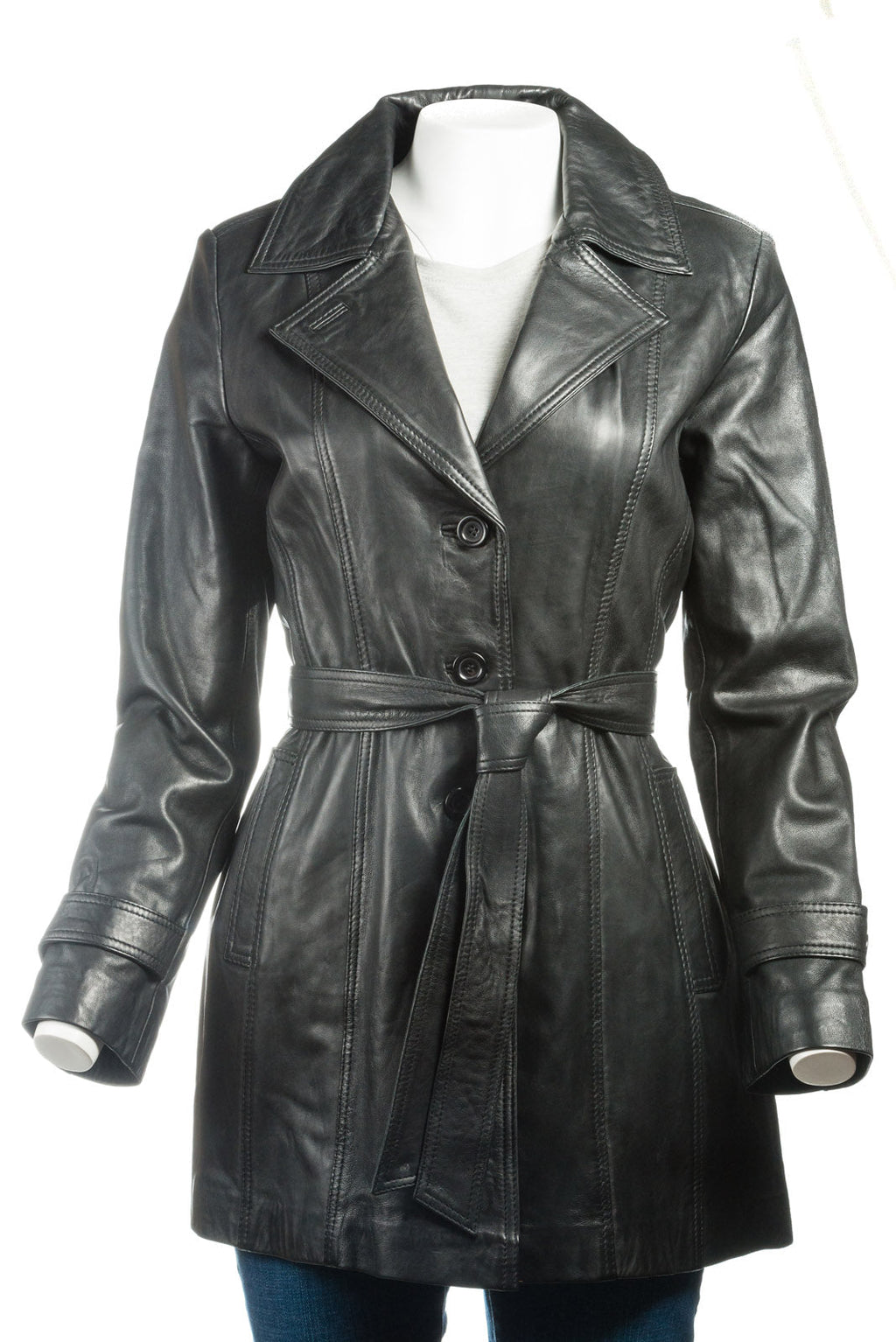 Ladies Brown Mackintosh Style Leather Coat: Susanna