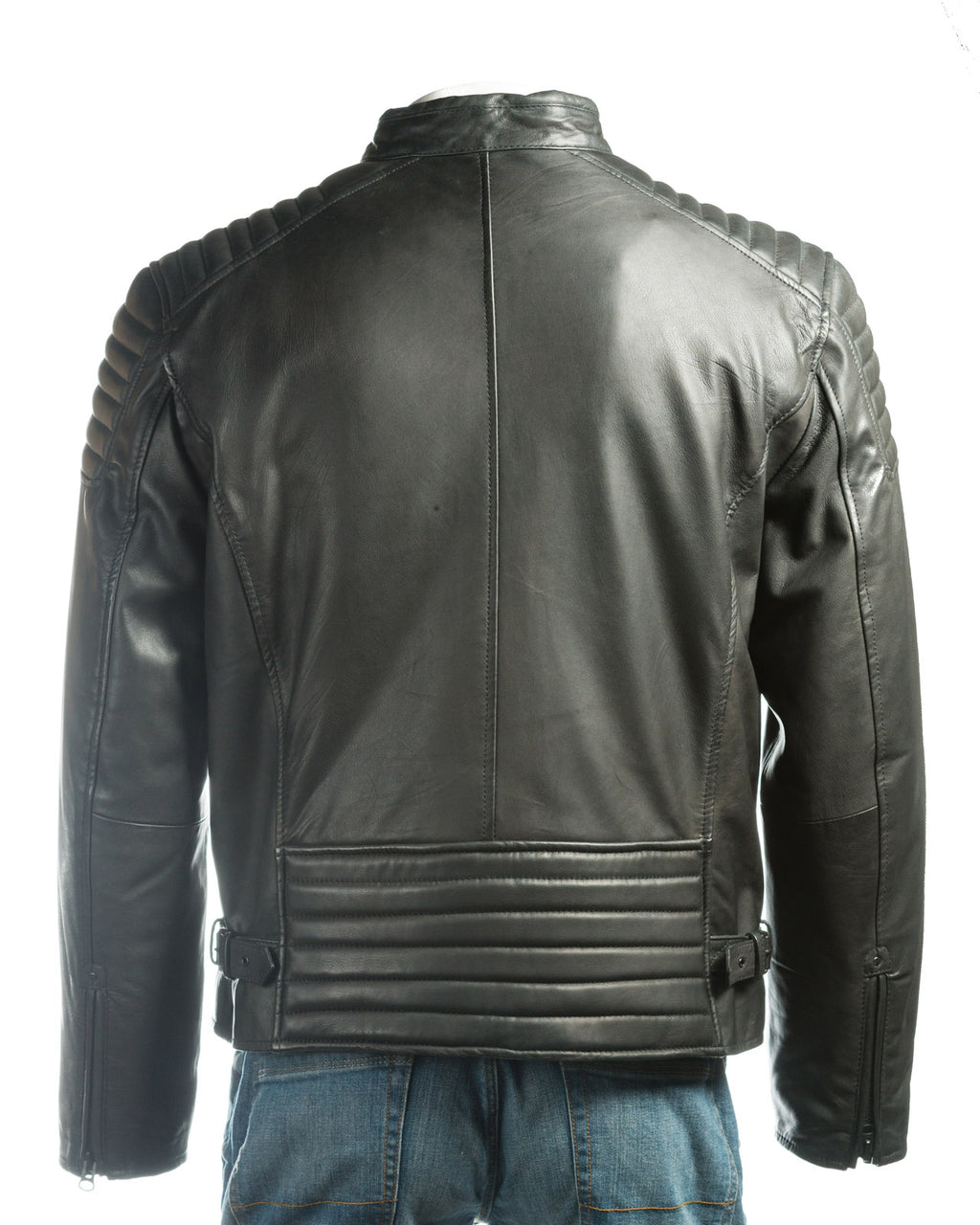 Men's Soft Matte Racer Style Leather Jacket: Emilio