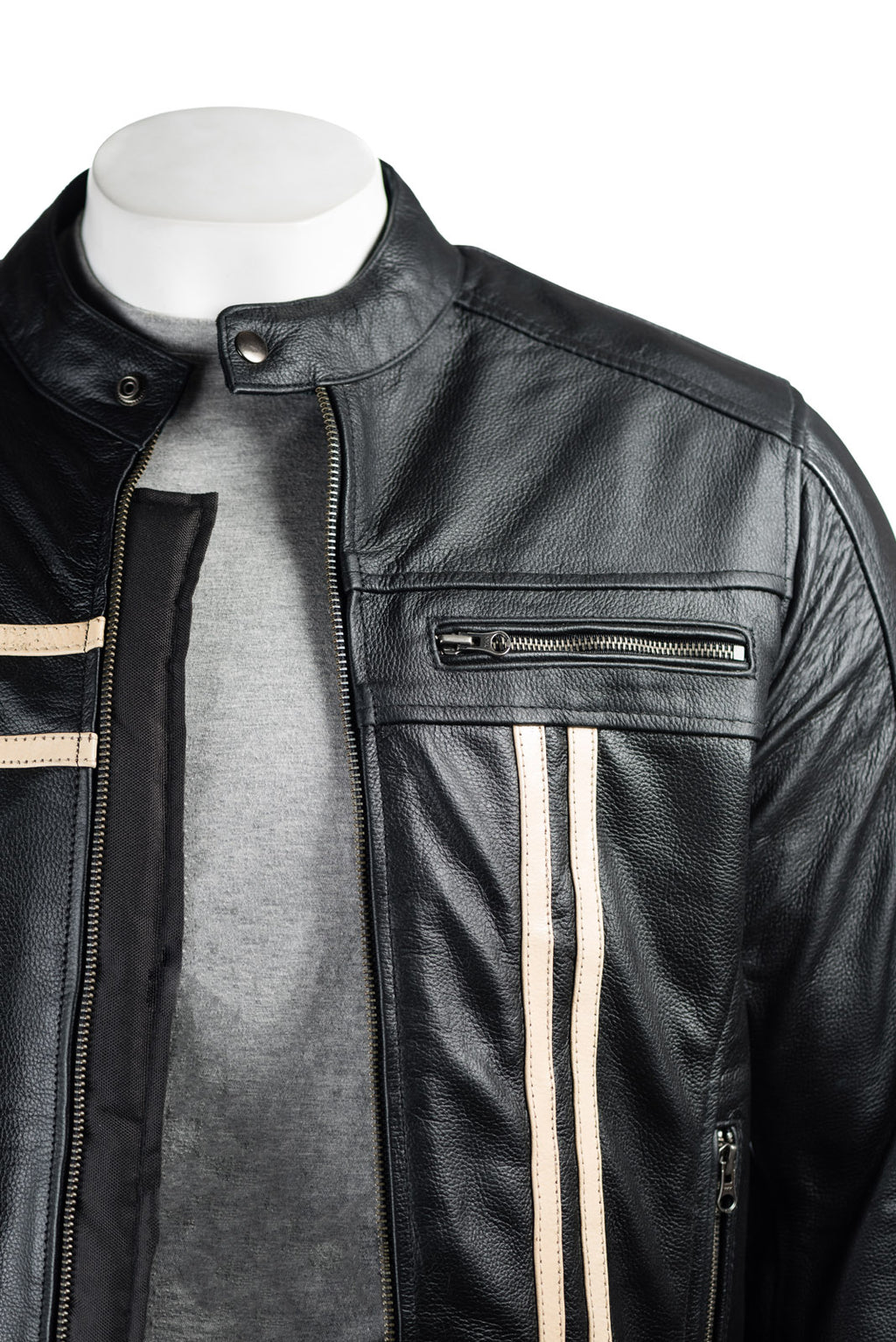 Men's Removable Armour Plated Cow Hide Leather Biker Jacket: Dante