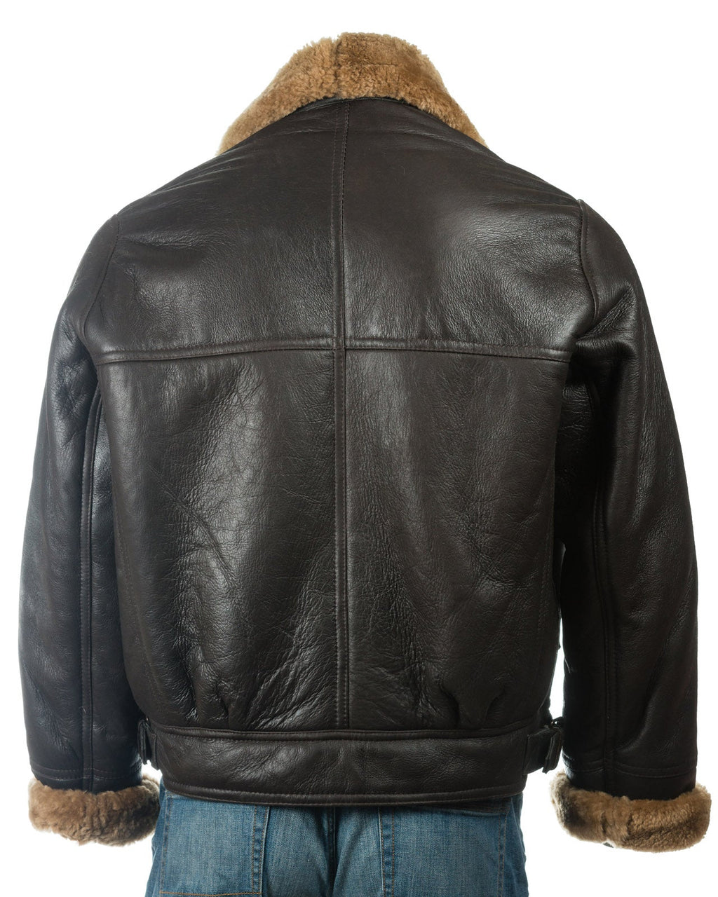 Men's Brown & Ginger Asymmetric Zip Sheepskin Aviator Pilot Flight Jacket: Vincenzo