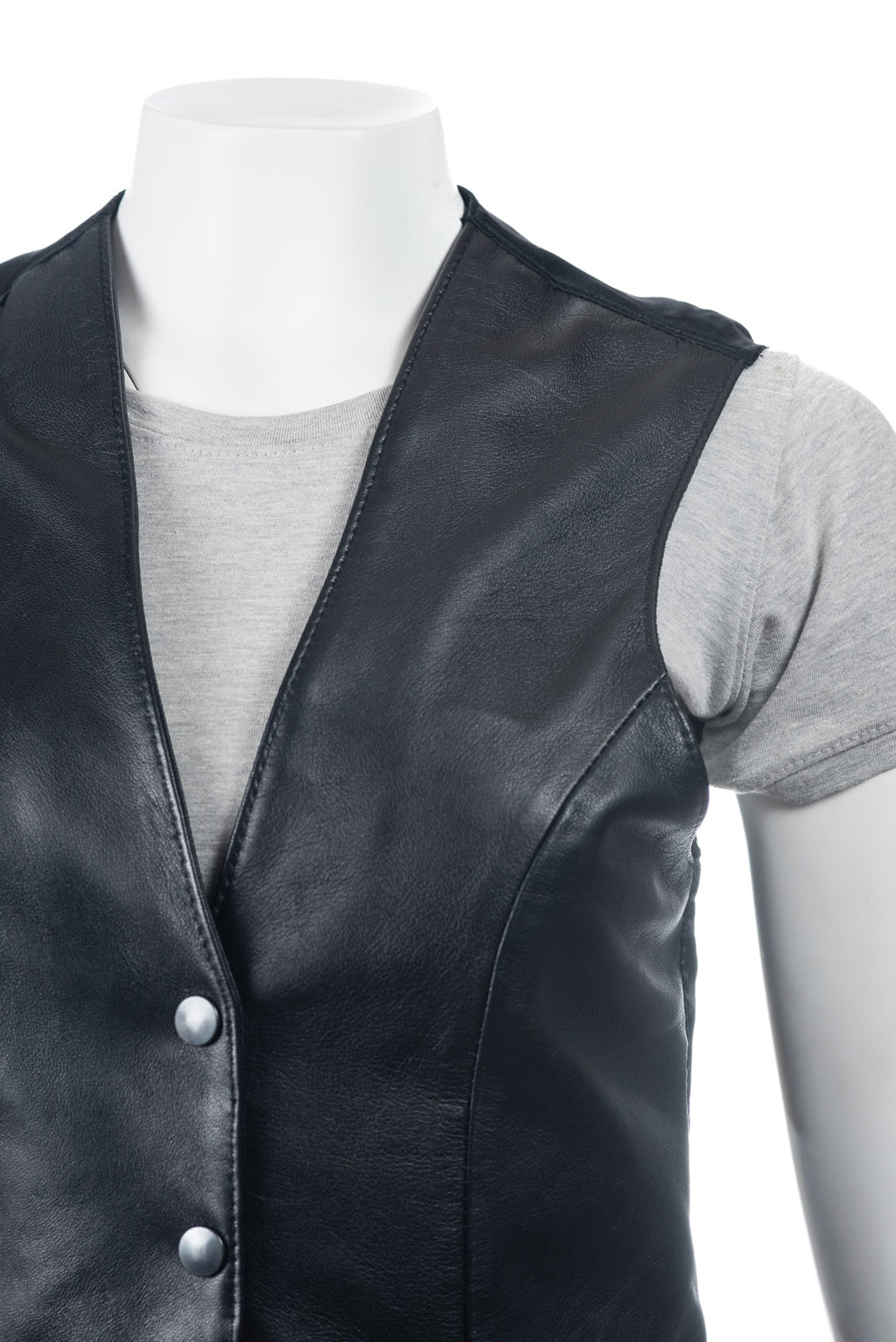 Ladies Half Skin Leather Waistcoat: Lydia