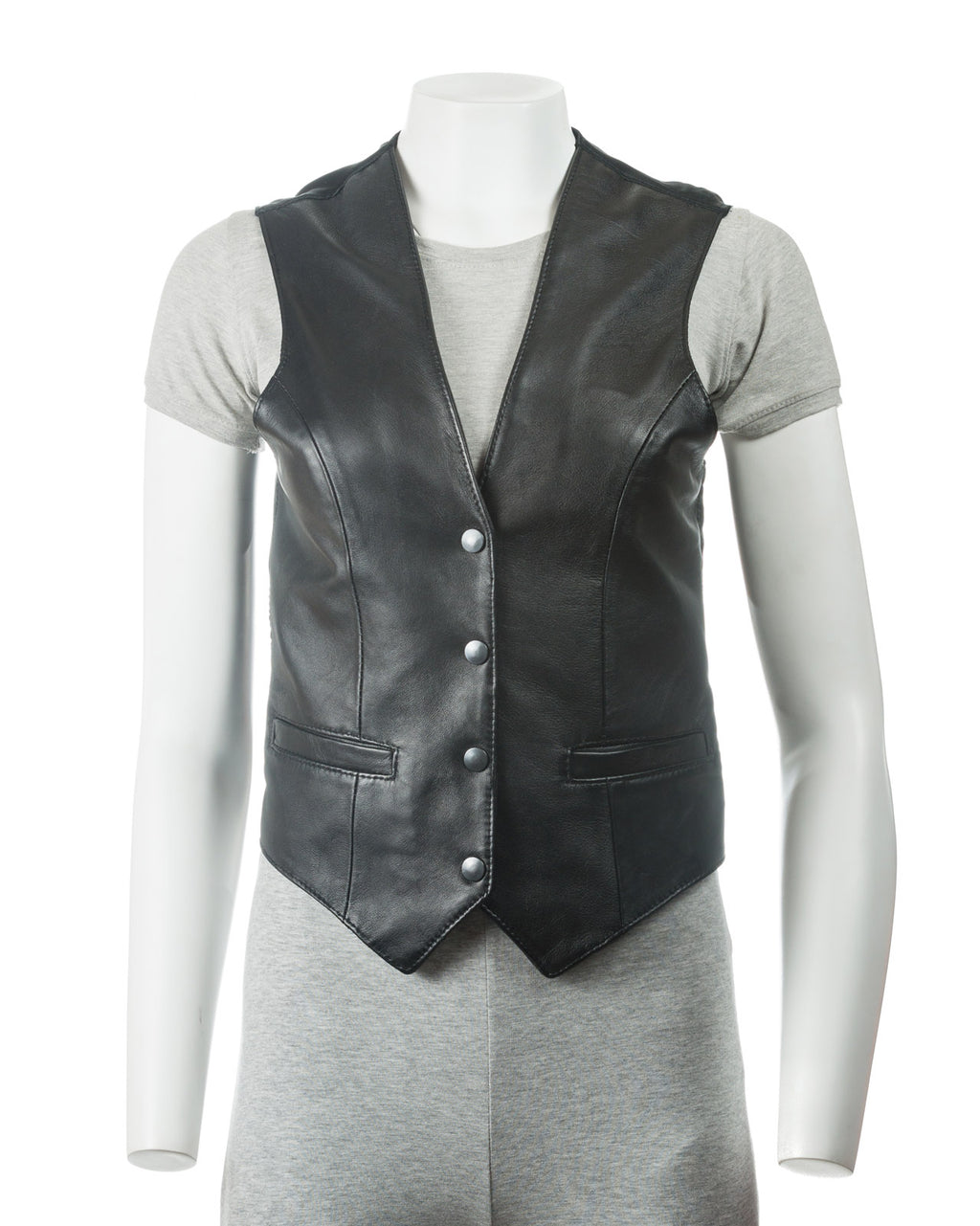 Ladies Half Skin Leather Waistcoat: Lydia