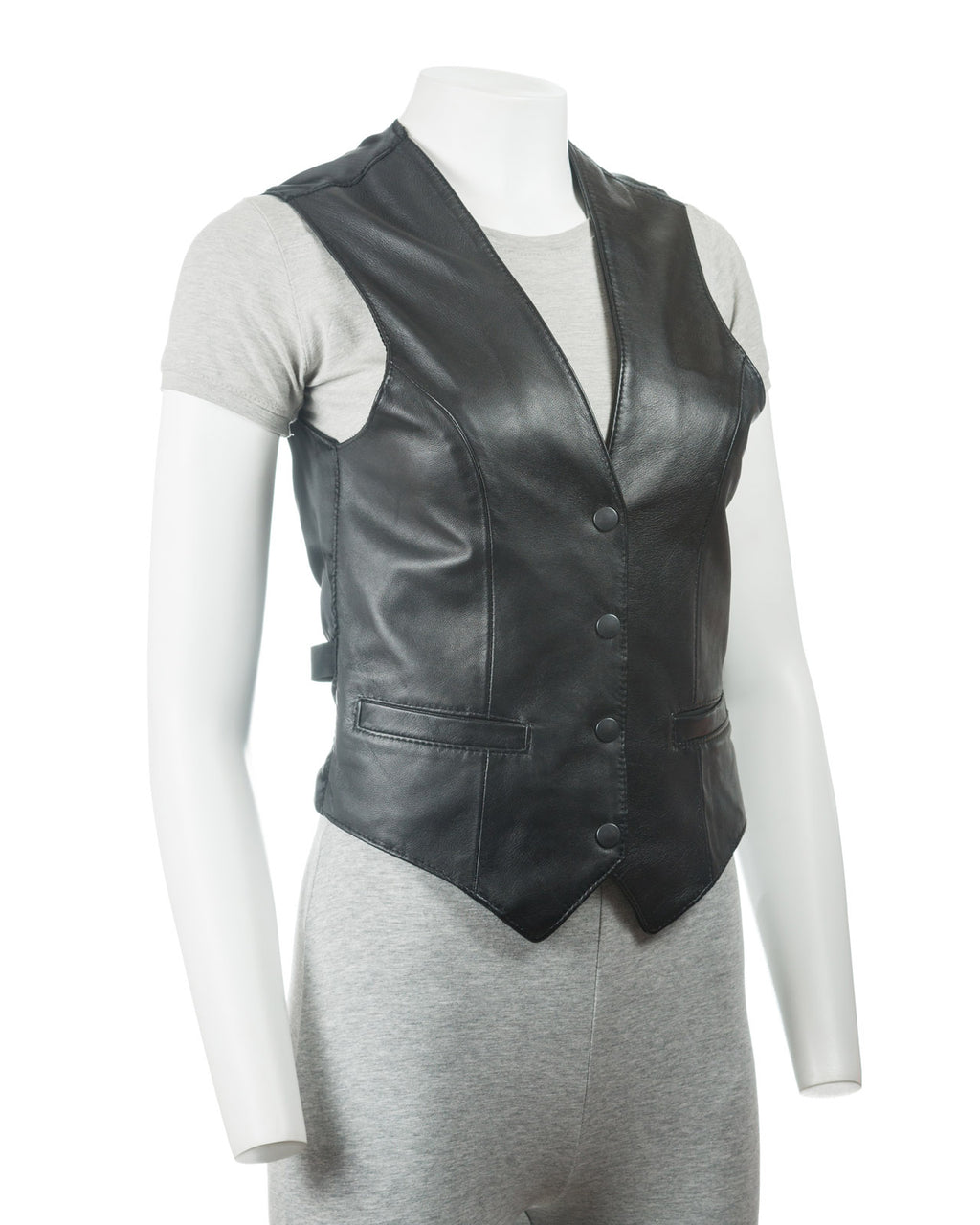 Ladies Half Skin Leather Waistcoat: Lydia