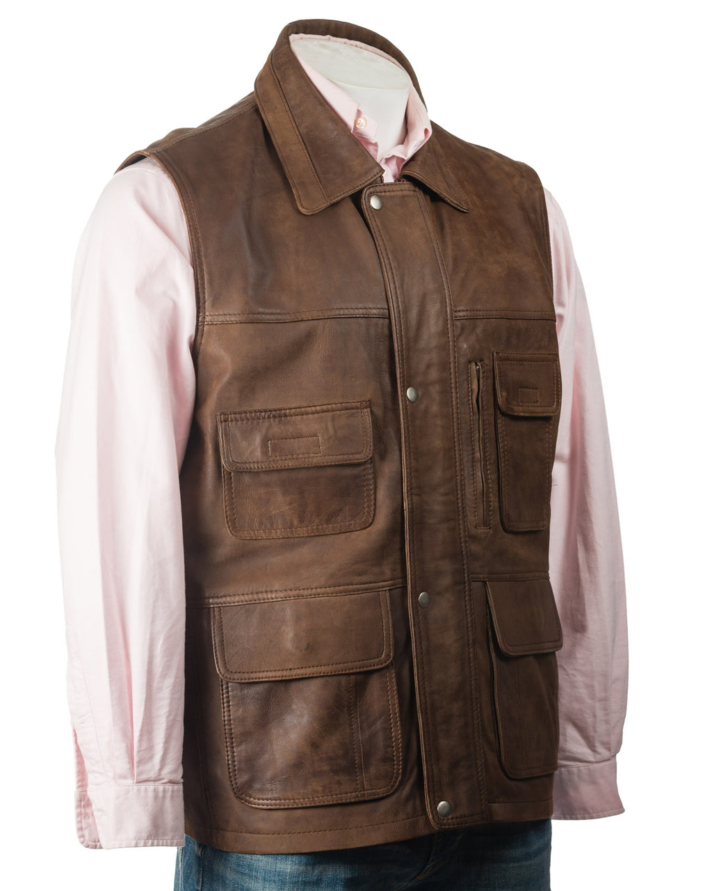 Men's Nubuck Outdoor Leather Waistcoat: Valentino