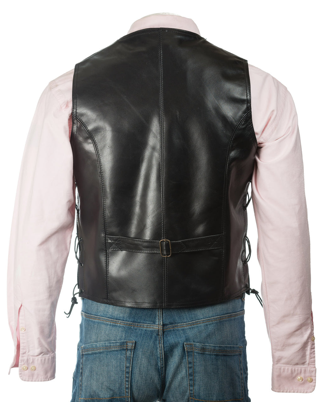 Men's Smooth Finish Hide Stud Fastening Leather Waistcoat: Santino