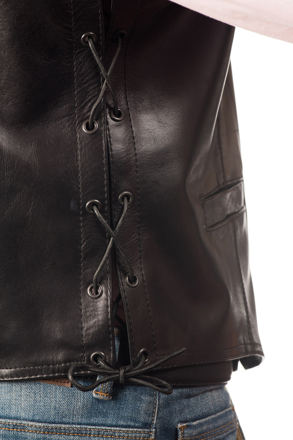 Men's Smooth Finish Hide Stud Fastening Leather Waistcoat: Santino