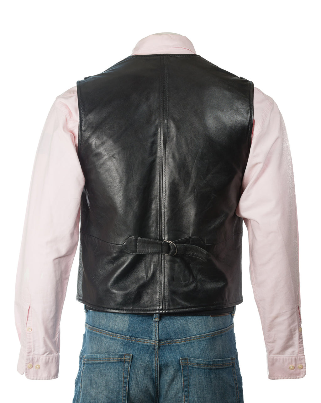 Men's Black Button-Up Leather Waistcoat: Amadeo