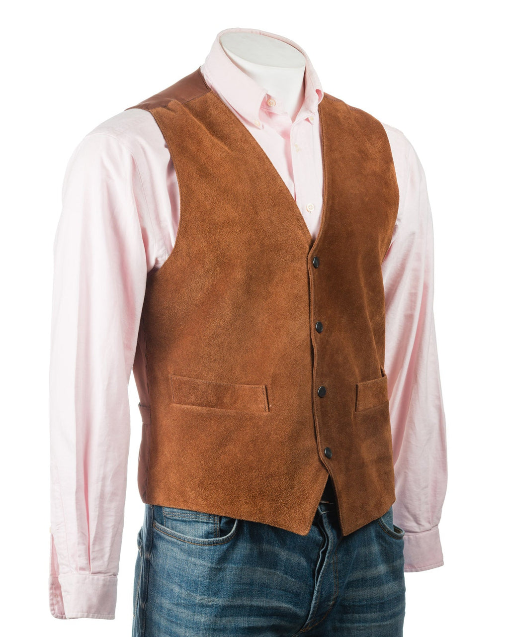 Men's Tan Half Skin Suede Waistcoat: Vito