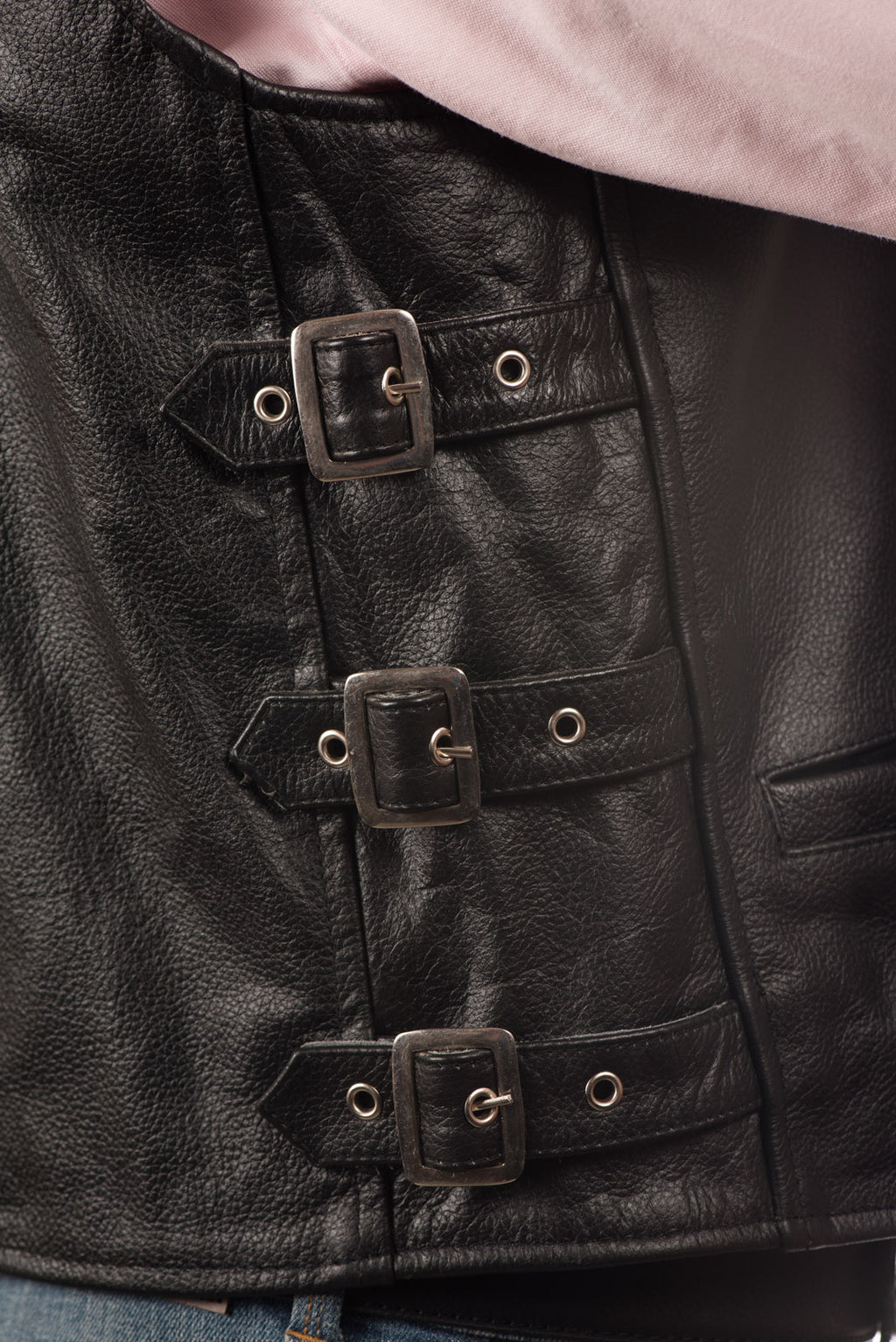 Men's Hide Clip Fastened Leather Waistcoat: Matteo