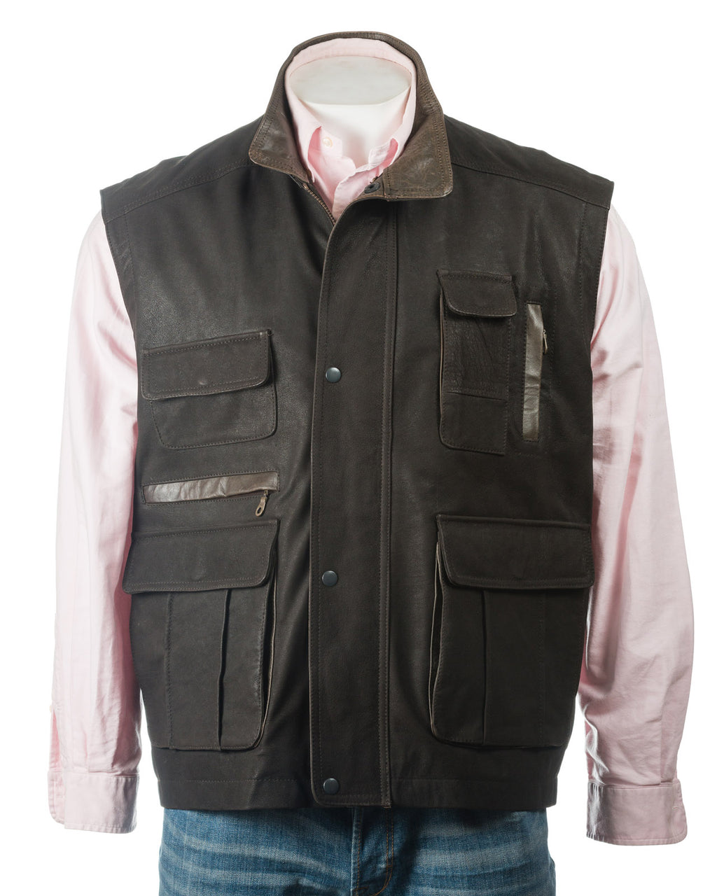 Men's Nubuck Outdoor Leather Waistcoat: Ugo