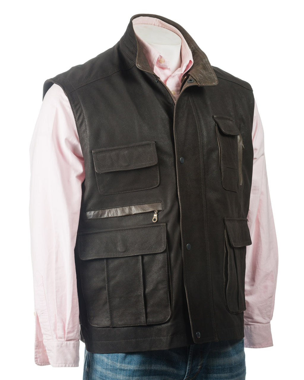 Men's Nubuck Outdoor Leather Waistcoat: Ugo