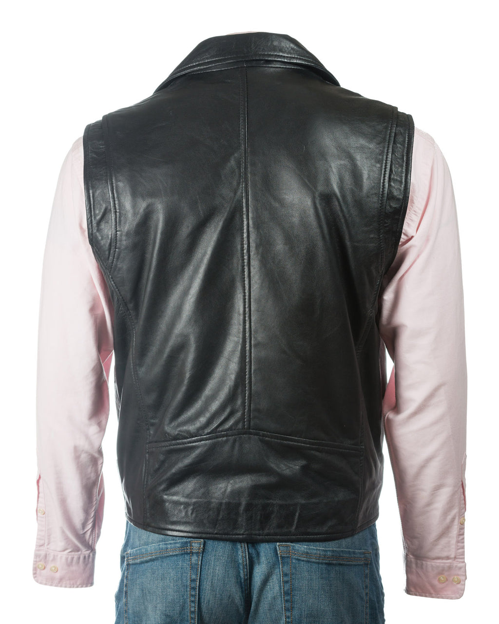 Men’s Black Brando Style Leather Waistcoat: Giglio