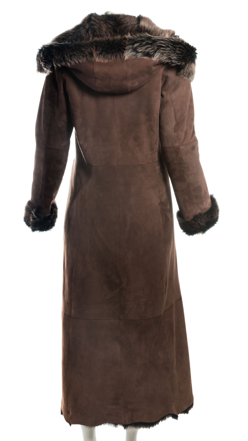Ladies Full Length Brown Toscana Shearling Sheepskin Coat: Rosetta BROWN