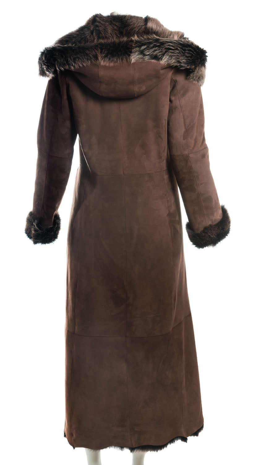 Ladies Full Length Brown Toscana Shearling Sheepskin Coat: Rosetta
