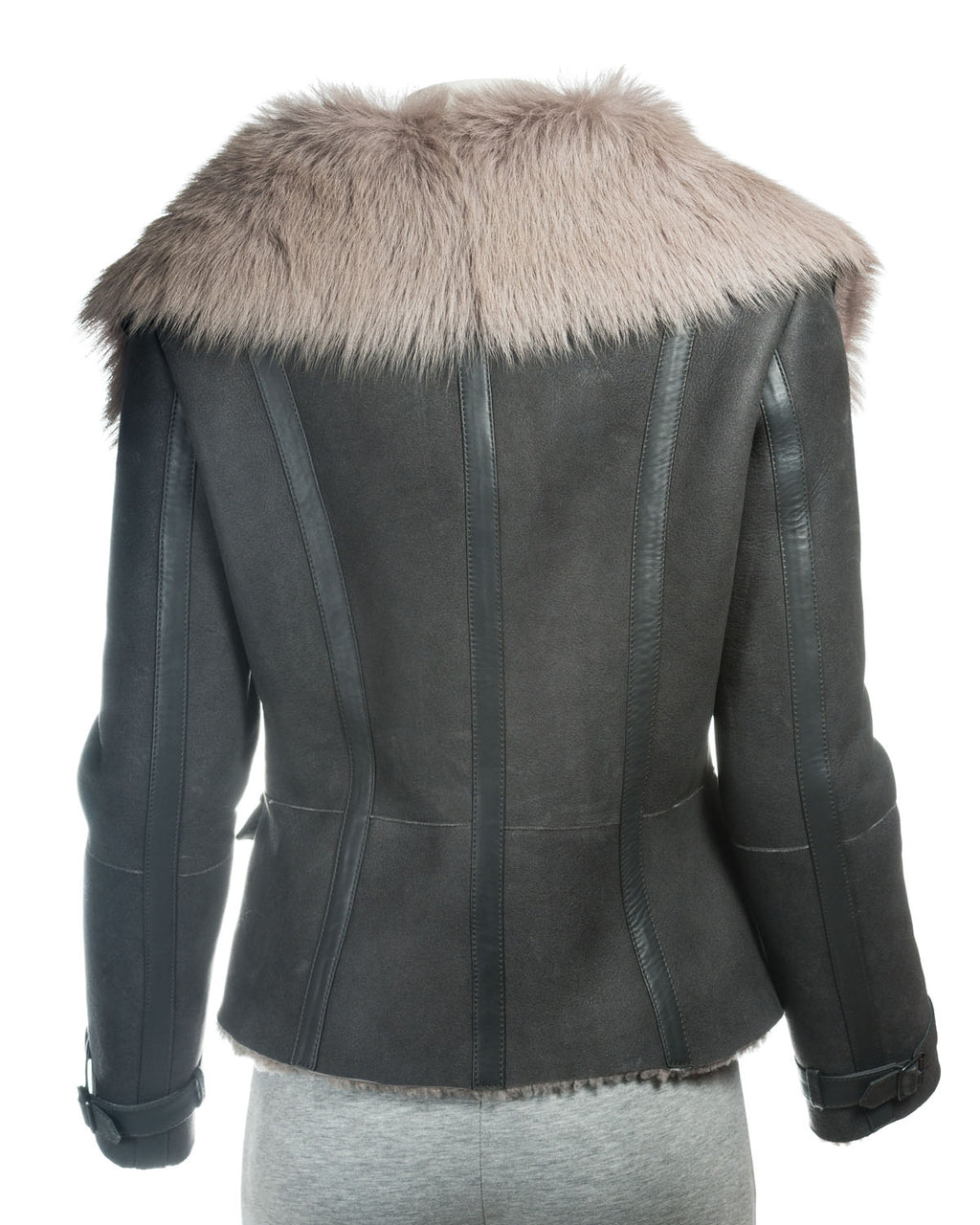 Ladies Tailored Shearling Sheepskin Biker Style Jacket: Viola