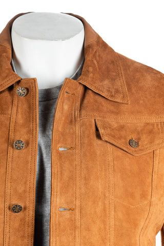 Men's Tan Denim Shirt Style Suede Jacket: Antonio – Leather Jacket Company