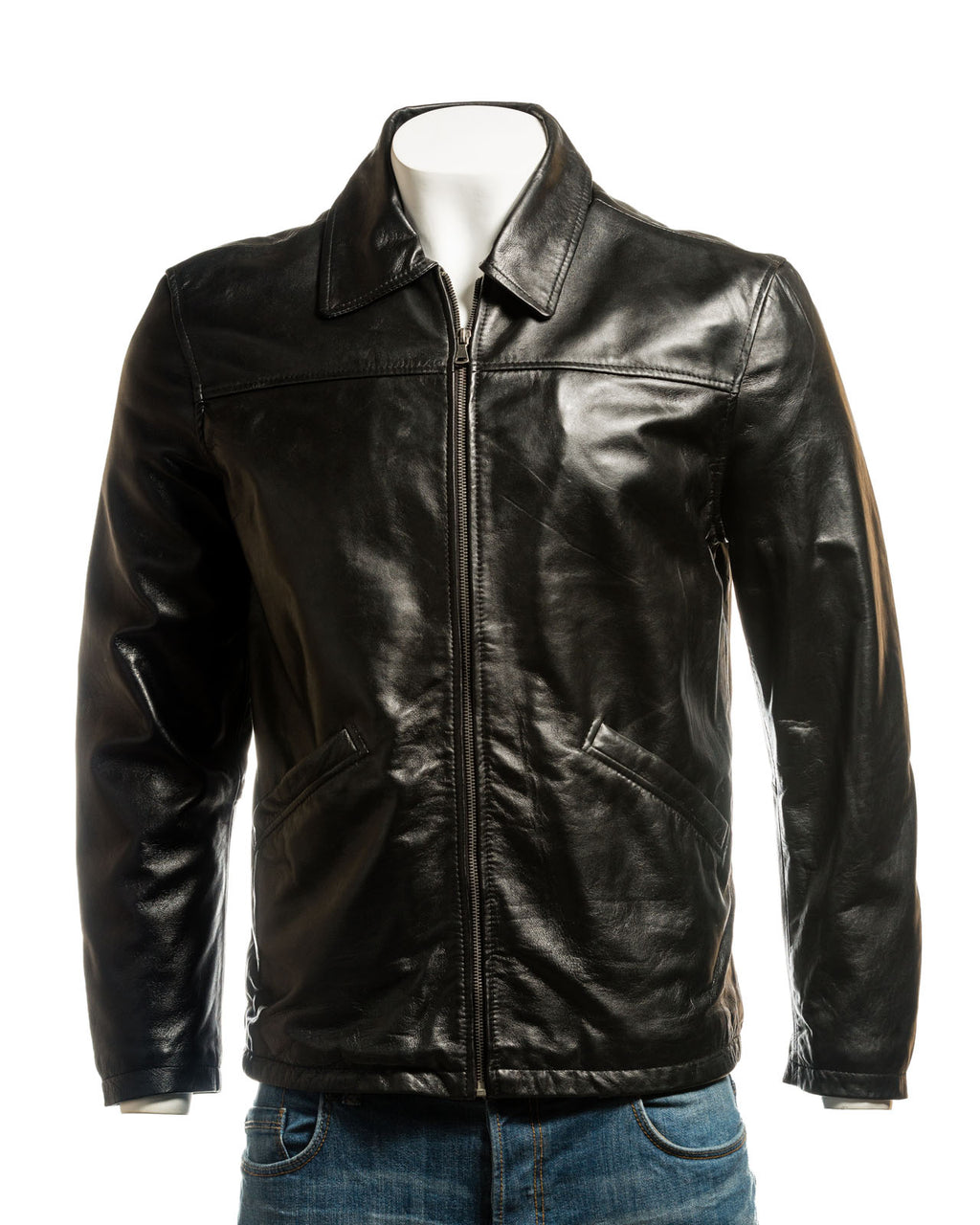 Men's Harrington Style Leather Jacket: Donatello