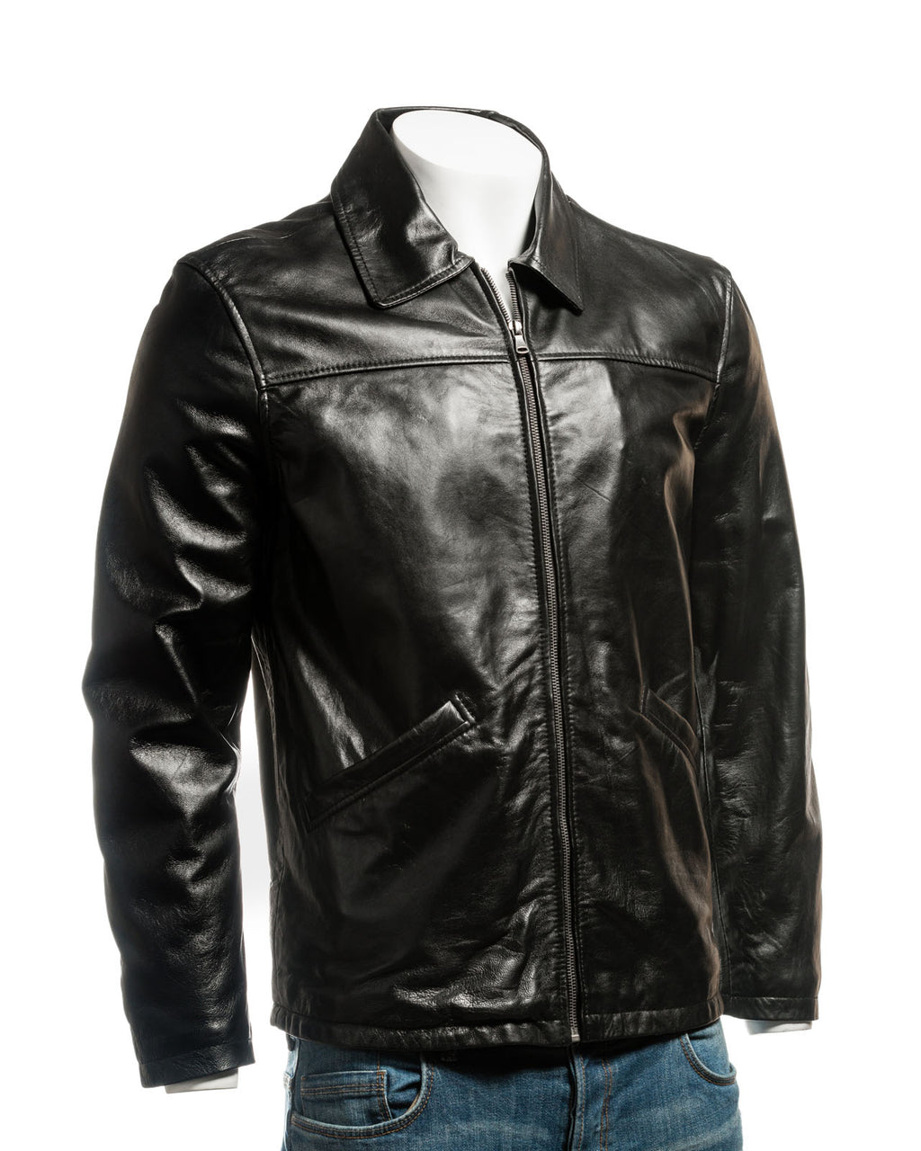 Men's Harrington Style Leather Jacket: Donatello