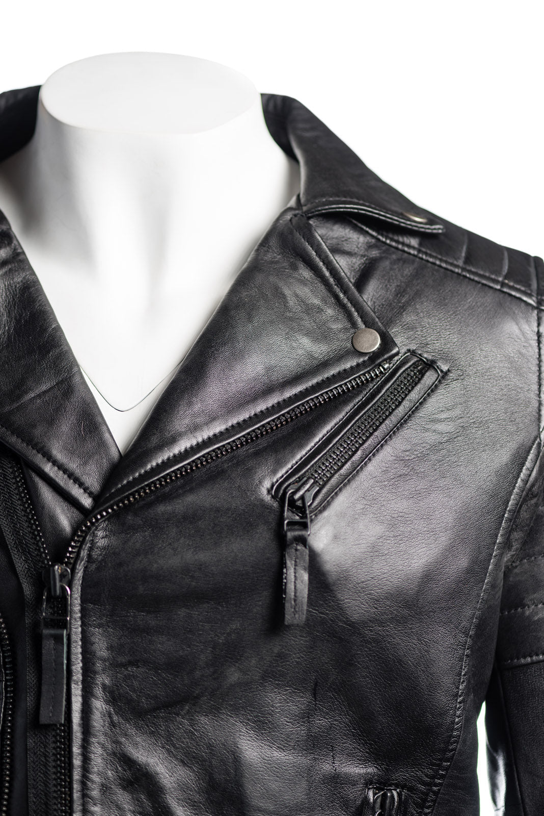 Men's Burgundy Vintage Look Biker Style Leather Jacket: Placido
