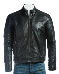 Men's Micro-Perforated Biker Style Leather Jacket: Sebastiano